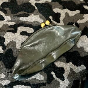 Trina Turk black Leather Florentine Clutch